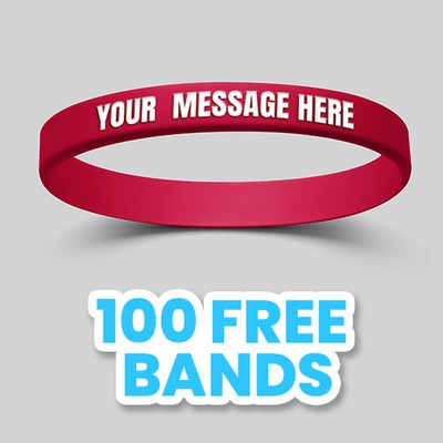 Custom Embossed Printed Silicone Wristbands - 1/2"
